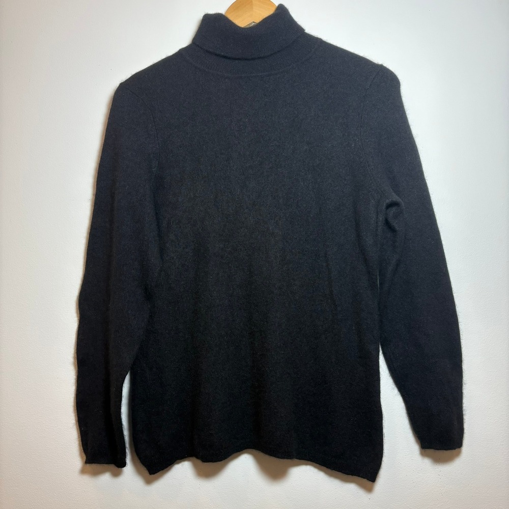 Charter Club Luxury Charcoal Black Gray Cashmere Turtleneck Sweater Medium READ